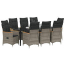 Have Spisebordssæt med pude 9 pcs Grå polyrattan