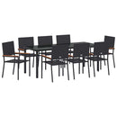 Have Spisebordssæt med pude 9 pcs Sort polyrattan
