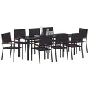 Have Spisebordssæt med pude 9 pcs Sort polyrattan