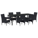Have Spisebordssæt med pude 7 pcs Sort polyrattan