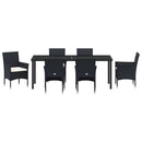 Have Spisebordssæt med pude 7 pcs Sort polyrattan
