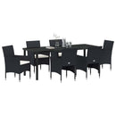 Have Spisebordssæt med pude 7 pcs Sort polyrattan
