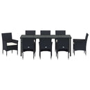 Have Spisebordssæt med pude 9 pcs Sort polyrattan