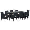 Have Spisebordssæt med pude 9 pcs Sort polyrattan