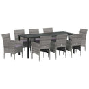 Have Spisebordssæt med pude 9 pcs Grå polyrattan
