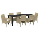 Have Spisebordssæt med pude 7 pcs Beige polyrattan