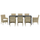Have Spisebordssæt med pude 9 pcs Beige polyrattan