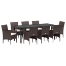 Have Spisebordssæt med pude 9 pcs Brun polyrattan