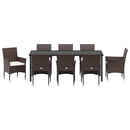 Have Spisebordssæt med pude 9 pcs Brun polyrattan