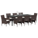 Have Spisebordssæt med pude 9 pcs Brun polyrattan