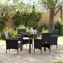 Have Spisebordssæt 5 stk. Sort polyrattan