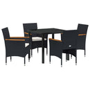 Have Spisebordssæt 5 stk. Sort polyrattan