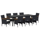 Have Spisebordssæt med pude 9 pcs Sort polyrattan