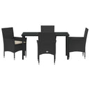 Have Spisebordssæt med pude 5 pcs Sort polyrattan