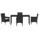 Have Spisebordssæt med pude 5 pcs Sort polyrattan