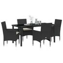 Have Spisebordssæt med pude 5 pcs Sort polyrattan