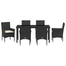 Have Spisebordssæt med pude 7 pcs Sort polyrattan