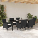 Have Spisebordssæt med pude 7 pcs Sort polyrattan