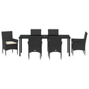 Have Spisebordssæt med pude 7 pcs Sort polyrattan