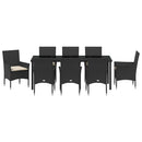 Have Spisebordssæt med pude 9 pcs Sort polyrattan