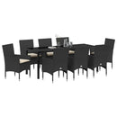 Have Spisebordssæt med pude 9 pcs Sort polyrattan