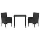 Have Spisebordssæt med pude 3 pcs Sort polyrattan