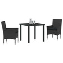 Have Spisebordssæt med pude 3 pcs Sort polyrattan