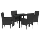 Have Spisebordssæt med pude 5 pcs Sort polyrattan