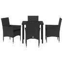 Have Spisebordssæt med pude 5 pcs Sort polyrattan