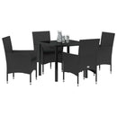 Have Spisebordssæt med pude 5 pcs Sort polyrattan