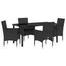 Have Spisebordssæt med pude 5 pcs Sort polyrattan