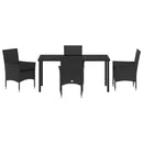Have Spisebordssæt med pude 5 pcs Sort polyrattan