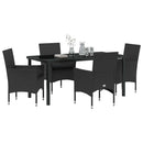 Have Spisebordssæt med pude 5 pcs Sort polyrattan