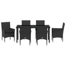 Have Spisebordssæt med pude 7 pcs Sort polyrattan