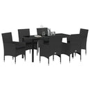 Have Spisebordssæt med pude 7 pcs Sort polyrattan