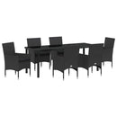 Have Spisebordssæt med pude 7 pcs Sort polyrattan
