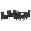 Have Spisebordssæt med pude 7 pcs Sort polyrattan