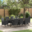 Have Spisebordssæt med pude 9 pcs Sort polyrattan