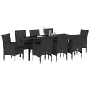 Have Spisebordssæt med pude 9 pcs Sort polyrattan