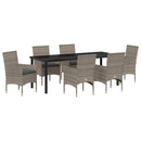 Have Spisebordssæt med pude 7 pcs Grå polyrattan