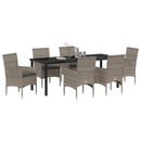 Have Spisebordssæt med pude 7 pcs Grå polyrattan