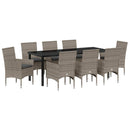 Have Spisebordssæt med pude 9 pcs Grå polyrattan