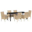 Have Spisebordssæt med pude 7 pcs Beige polyrattan