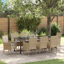 Have Spisebordssæt med pude 9 pcs Beige polyrattan