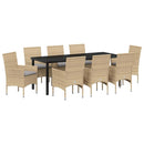 Have Spisebordssæt med pude 9 pcs Beige polyrattan