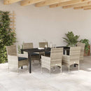 Have Spisebordssæt med pude 7 pcs Lysegrå polyrattan