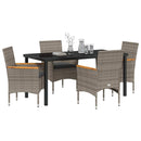 Have Spisebordssæt med pude 5 pcs Grå polyrattan