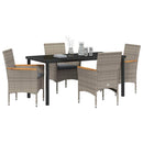 Have Spisebordssæt med pude 5 pcs Grå polyrattan