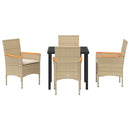 Have Spisebordssæt med pude 5 pcs Beige polyrattan
