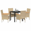 Have Spisebordssæt med pude 5 pcs Beige polyrattan